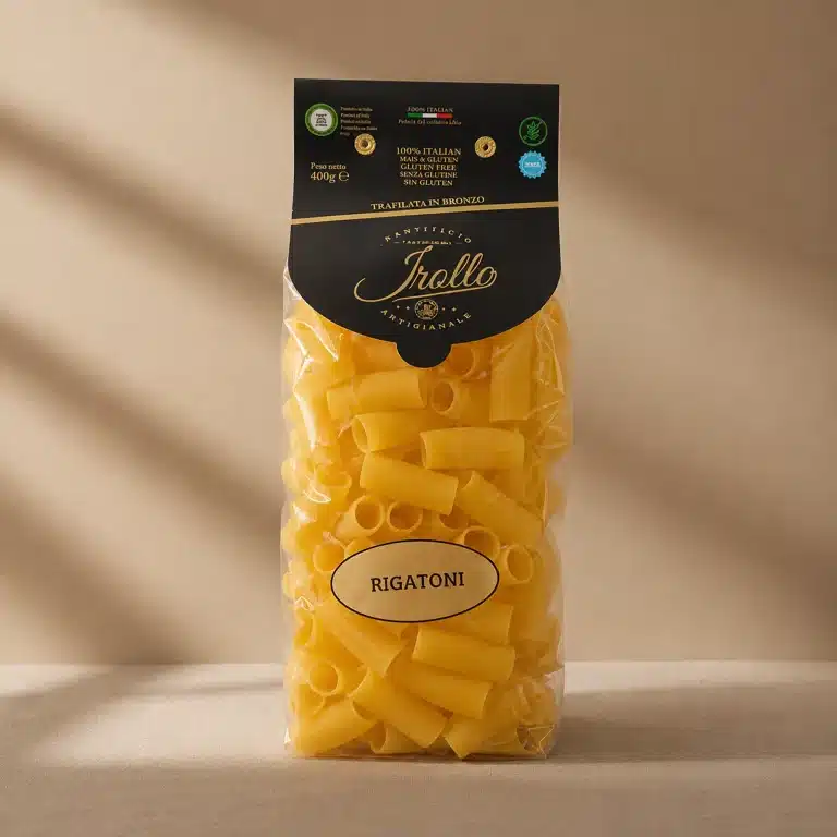 Pasta sin gluten rigatoni marca Irollo