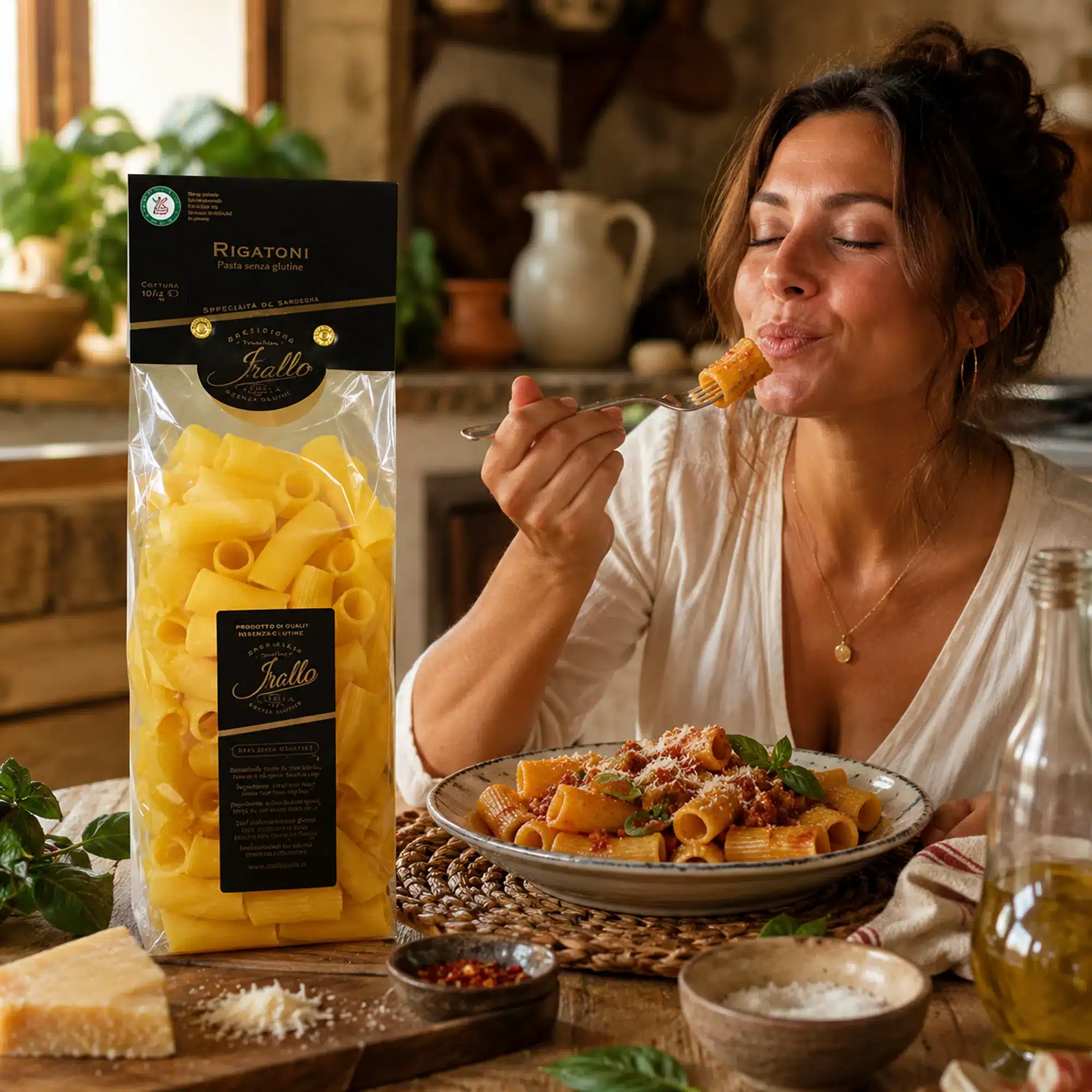 Pasta sin gluten rigatoni marca Irollo
